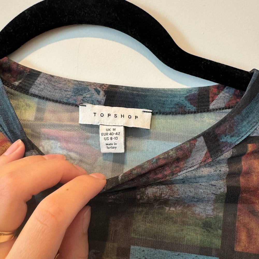 Topshop mesh long sleeve top, size small